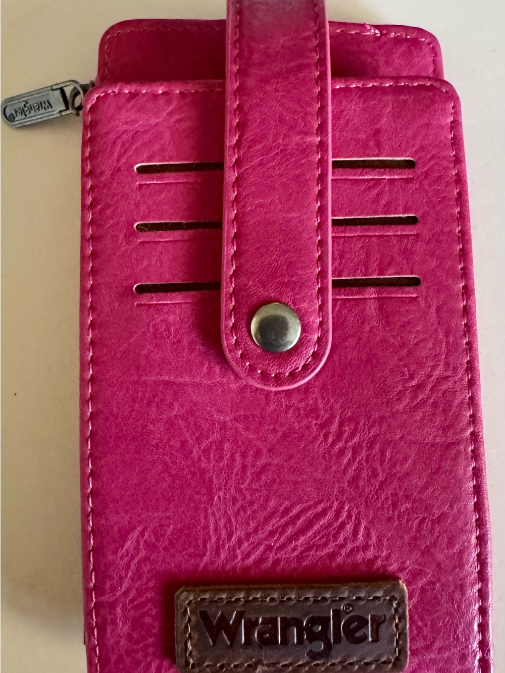 Wrangler Bright Pink Card Wallet with Snap Strap
